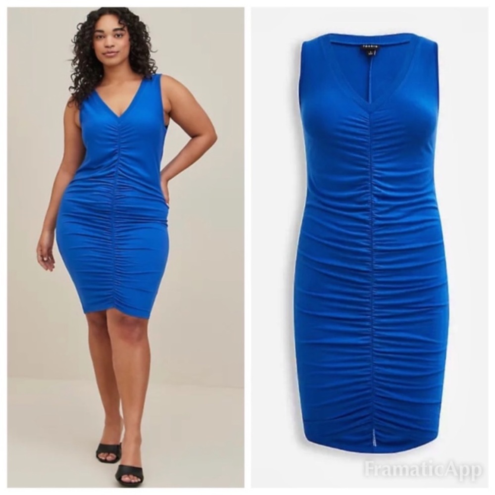 torrid Royal Blue Ruched Midi Dress